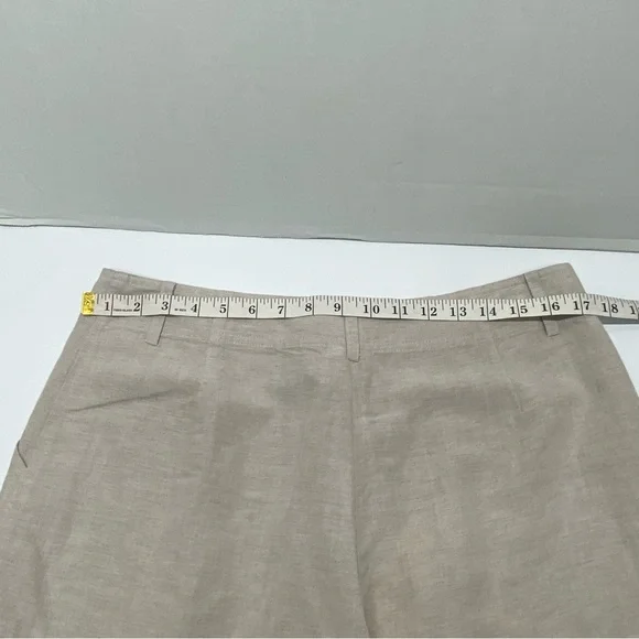 Van Heusen Womens Linen Blend Size 12 Wide Leg Beige Capri Pant Casual Loose Fit - Picture 6 of 11